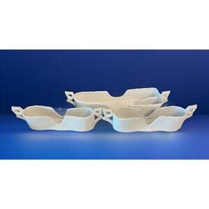 Home Essentials White Porcelain Flatware Caddies 3 Pc Set Spoon Fork Knife JAPAN